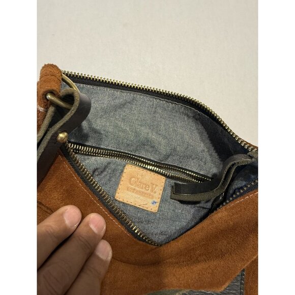 Clare V Jeanne Dark Brown Suede Black Leather Bucket Bag - Picture 9 of 9